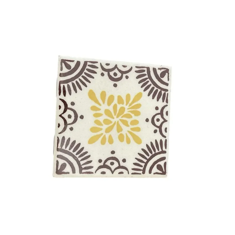 Hand-Painted Talavera-Style Ceramic Tile – Orion Monterrey Mexico coaster